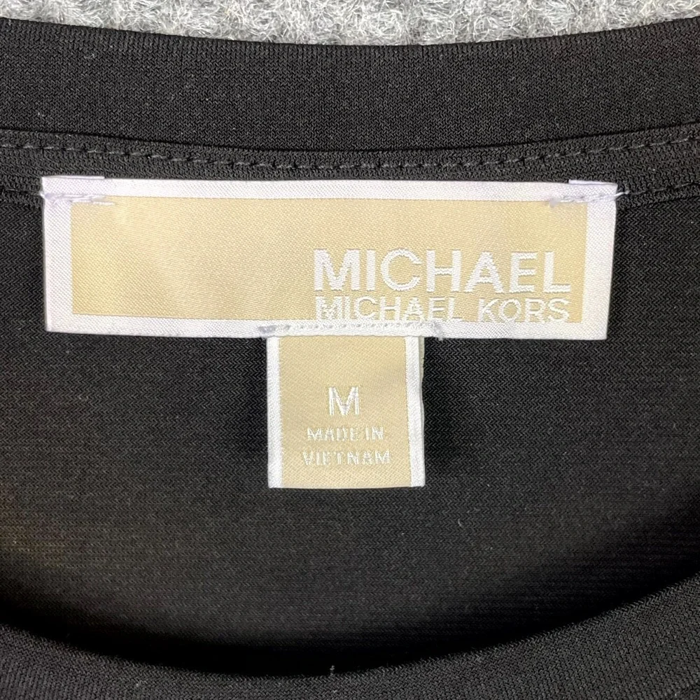 Michael Kors Top Womens Medium Black Slit Sleeve Round Neck Gorpcore Streetwear